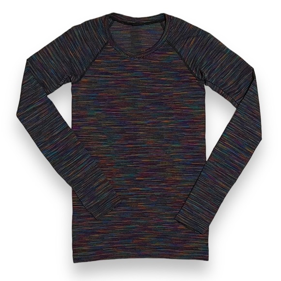 Lululemon Swiftly Tech Long Sleeve 2.0 Black/Rainbow Multi 4/Extra Small Run Top - Picture 2 of 15